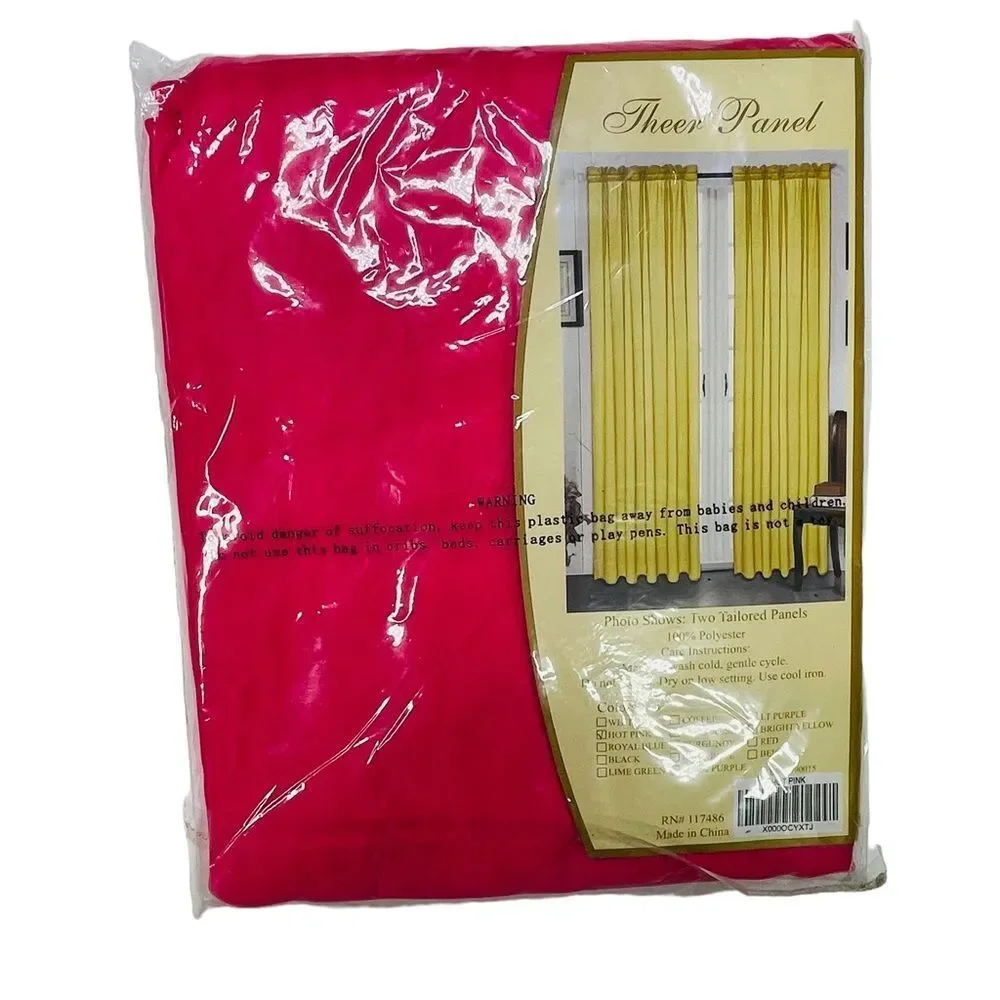 Set of 2 WPM 84-Inch Sheer Pink Solid Voile Panel Curtains